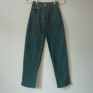 MOUSSY Plain‎ Jeans High Rise Ankle Straight Green Women Sz 24 Japan